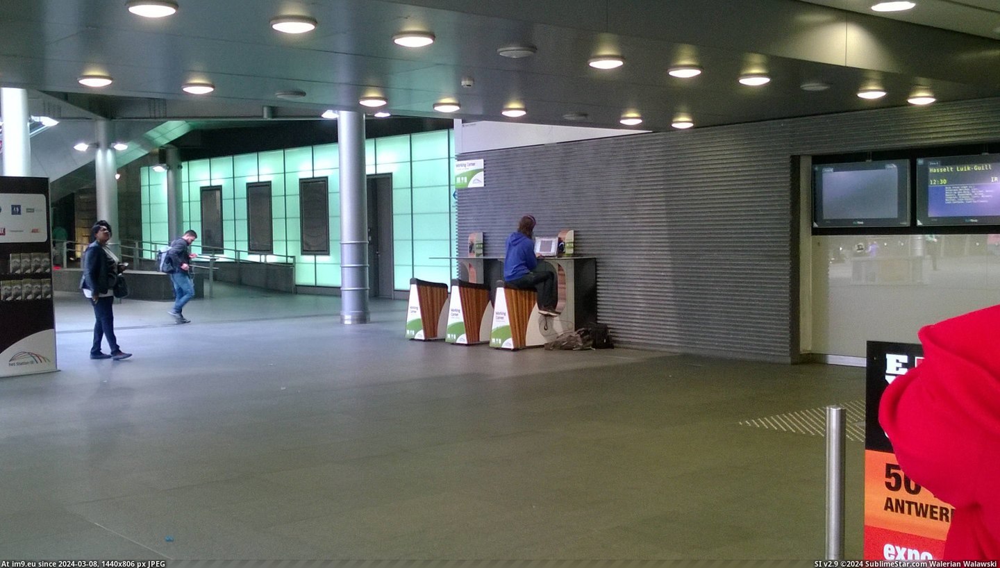 #Desk #Station #Laptop #Antwerpen #Centraal #Railway #Bikes #Exercise [Mildlyinteresting] They have exercise bikes at the Antwerpen-Centraal railway station with a little desk for your laptop Pic. (Image of album My r/MILDLYINTERESTING favs))