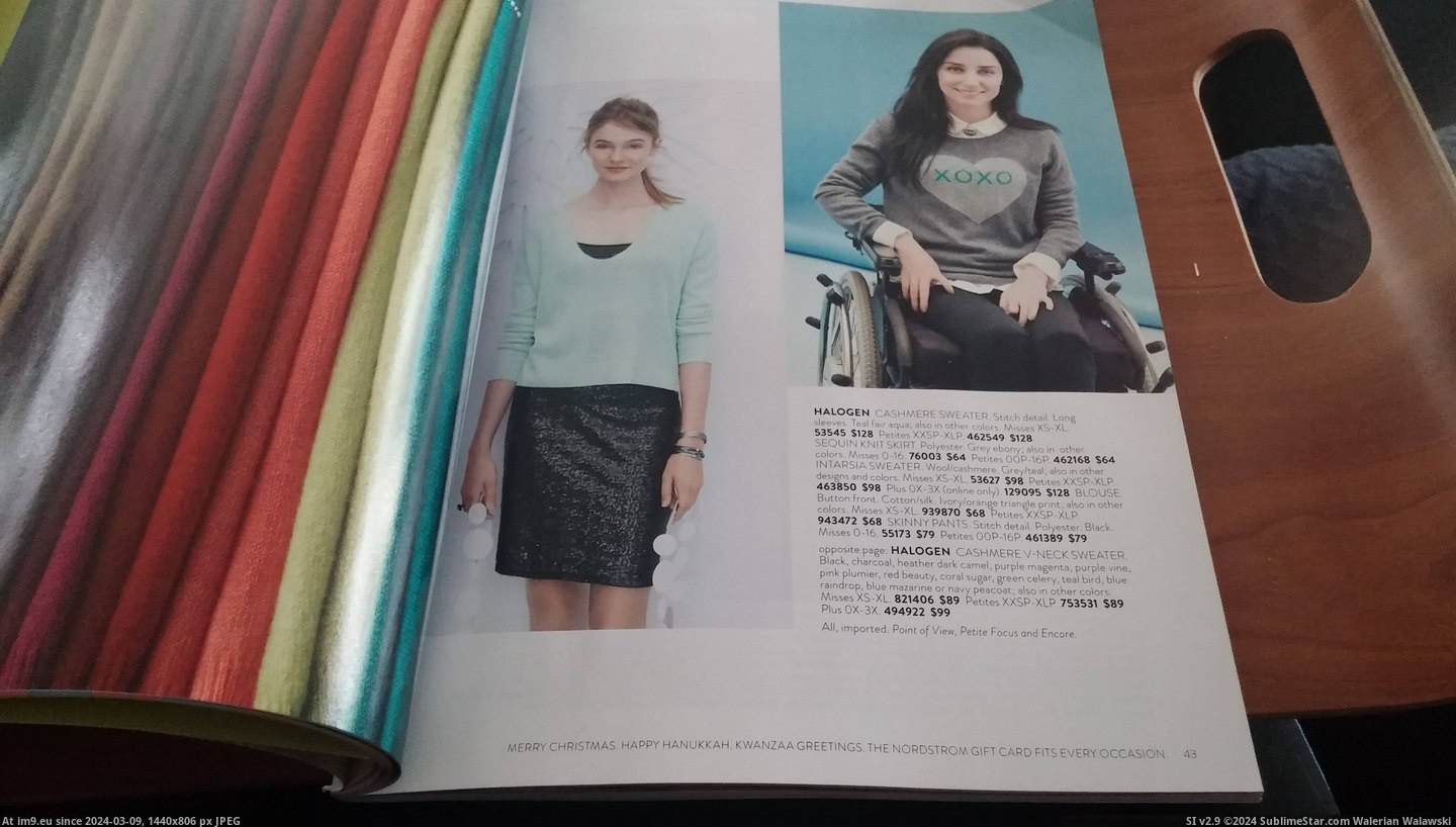 #Model #Year #Wheelchair #Catalogue #Nordstrom #Holiday #Features [Mildlyinteresting] This year's Nordstrom Holiday Catalogue features a model in a wheelchair Pic. (Image of album My r/MILDLYINTERESTING favs))