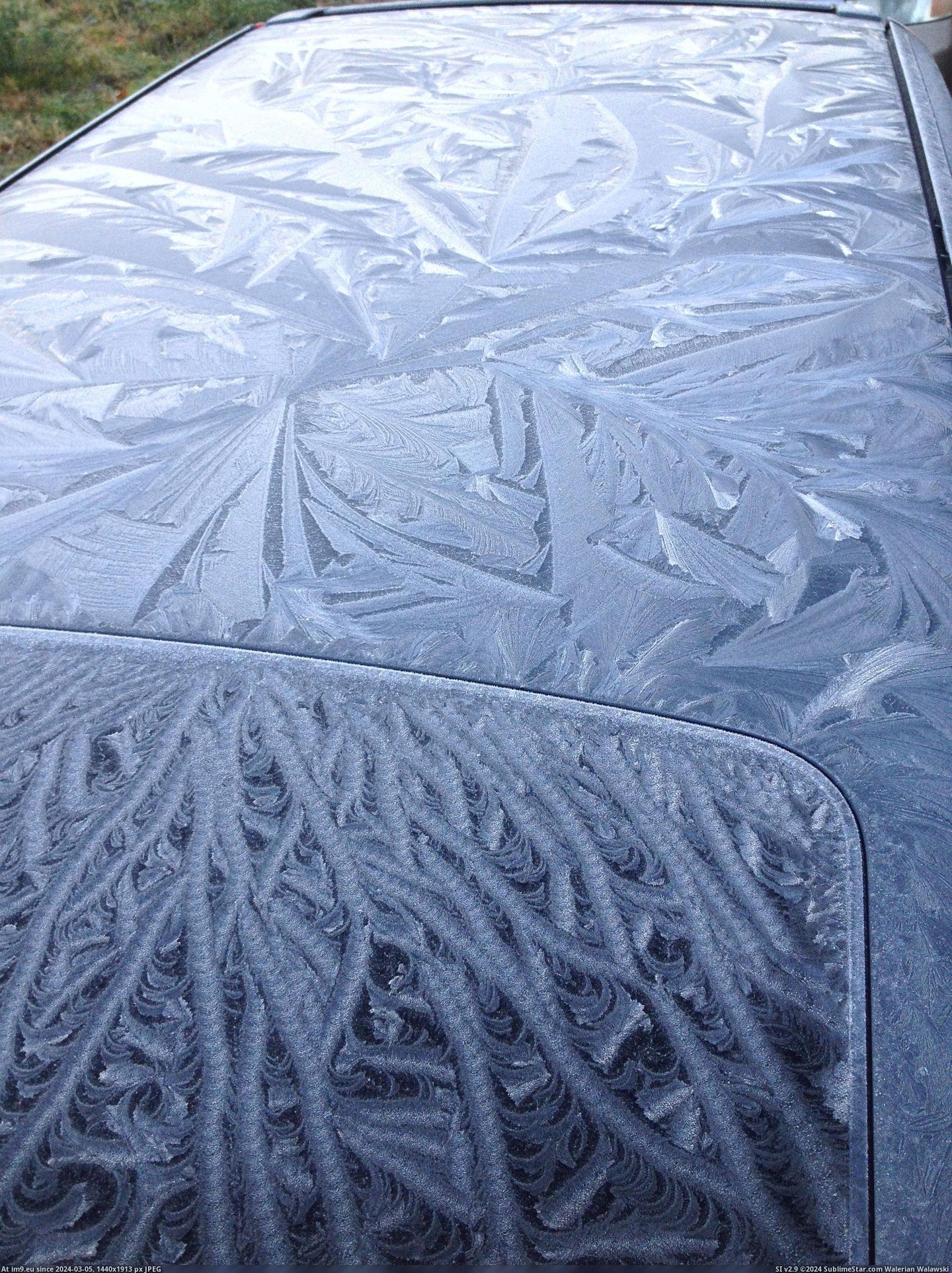 #Two #Morning #Frost #Car #Patterns [Mildlyinteresting] Two very different frost patterns on my car this morning Pic. (Изображение из альбом My r/MILDLYINTERESTING favs))