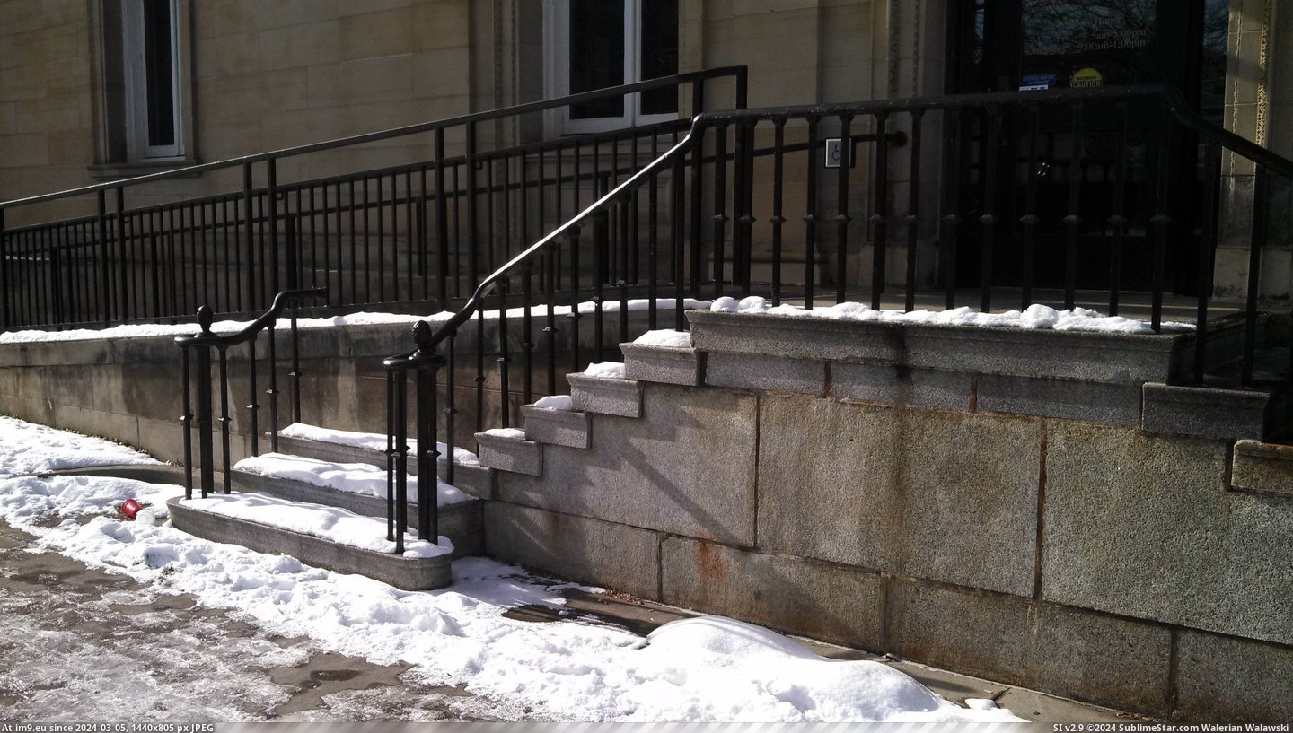 #Original #Local #Office #Stairs #Remove #Ramp #Put #Completely #Access [Mildlyinteresting] When my local post office put in an access ramp, they didn't completely remove the original stairs. Pic. (Image of album My r/MILDLYINTERESTING favs))