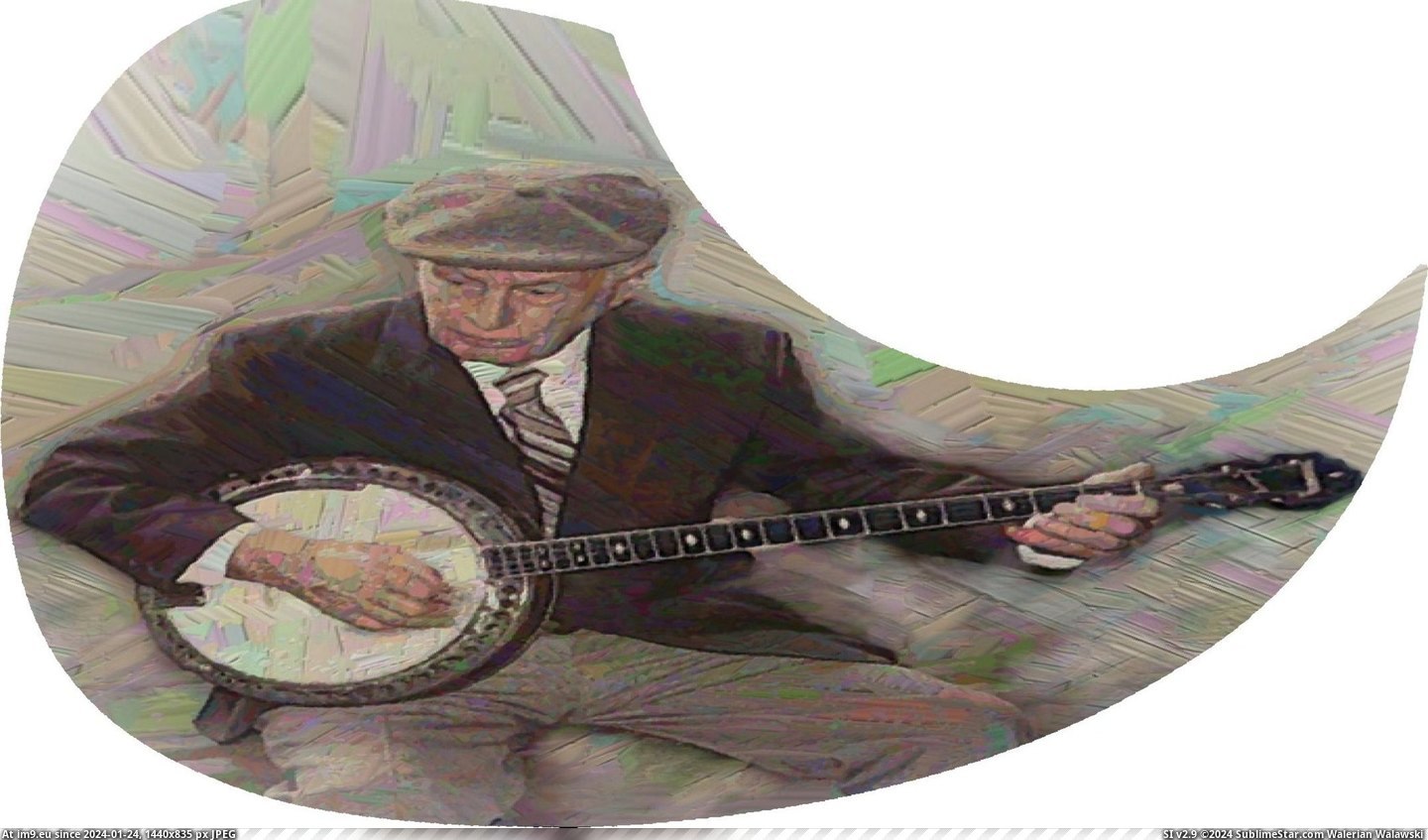 Pick Guard - Old Banjo Player (in Custom Pickguard Art)