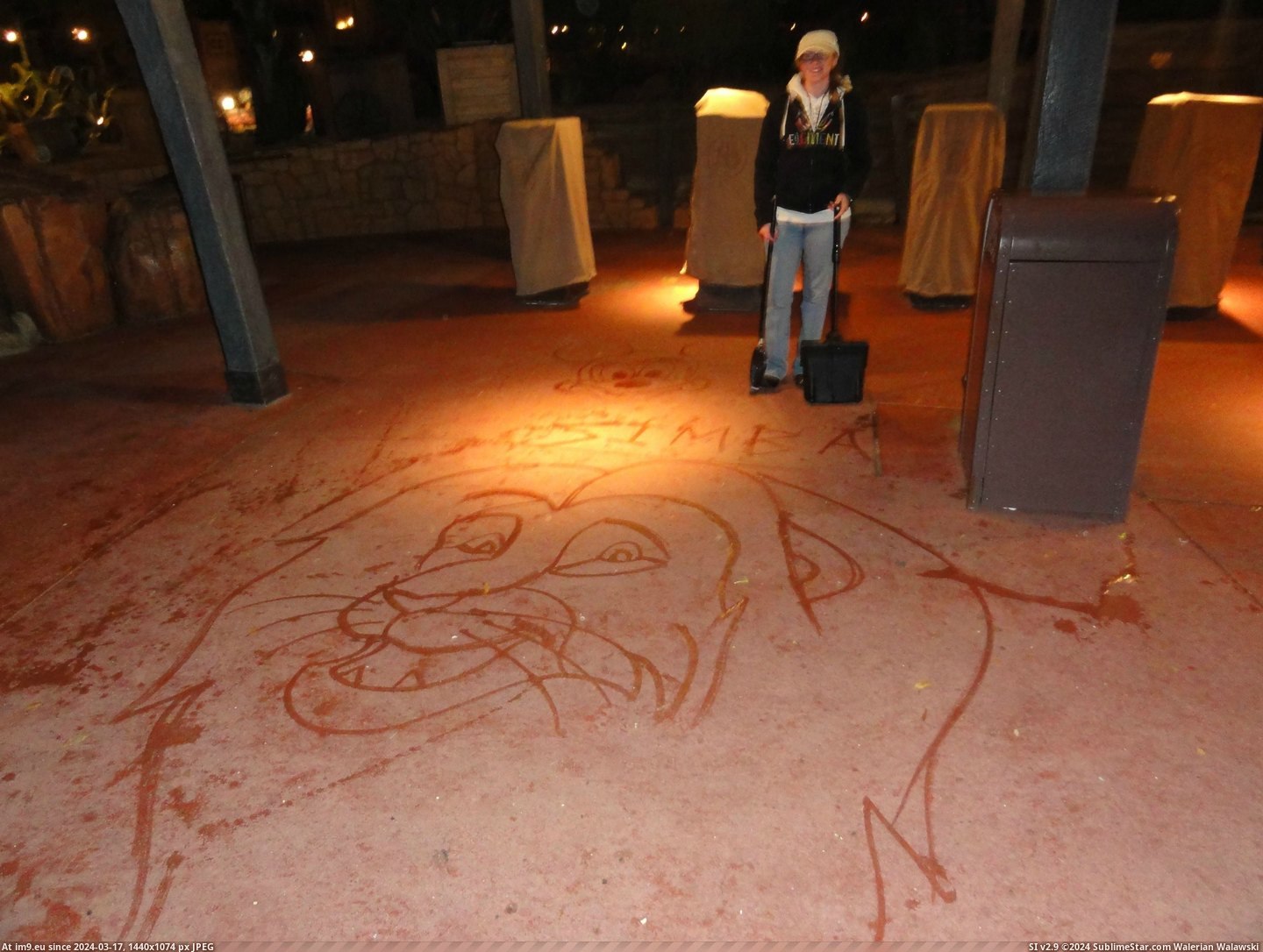 #World #Water #Disney #Guests #Janitor #Broom #Entertain #Characters #Drew #Sidewalk [Pics] As a janitor at Disney World, I drew characters with water and a broom on the sidewalk to entertain guests. 9 Pic. (Image of album My r/PICS favs))