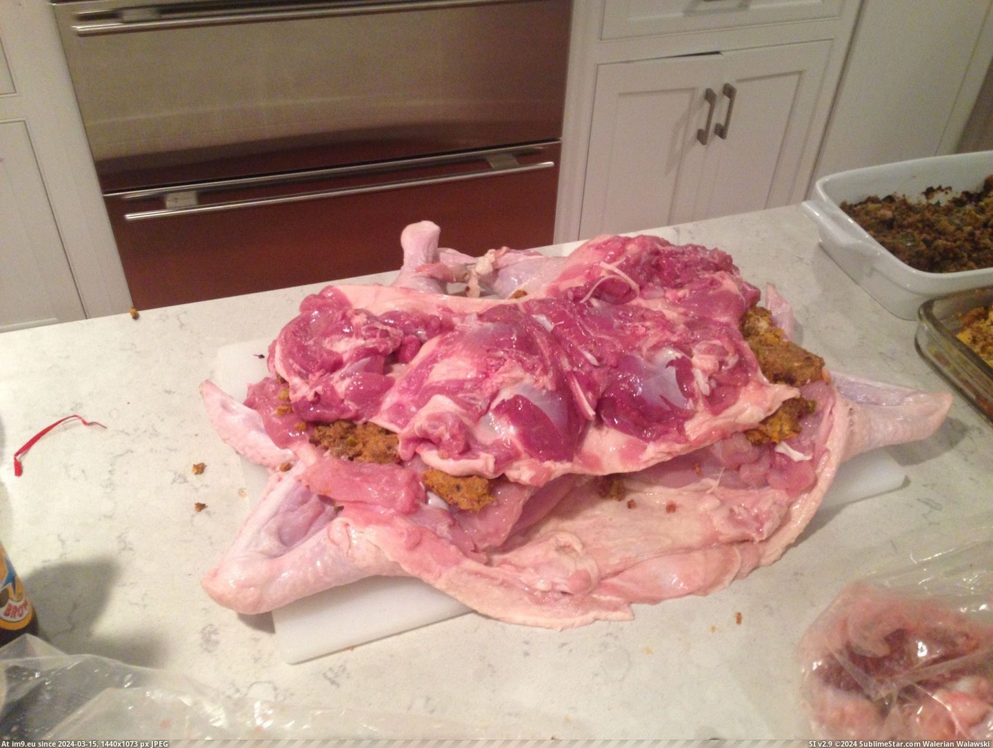#For #Year #Thought #Thanksgiving #Duck #Turkey #Turducken #Family #See #Chicken [Pics] My family makes turducken (a chicken in a duck in a turkey) every year for Thanksgiving. Thought reddit would like to see Pic. (Bild von album My r/PICS favs))