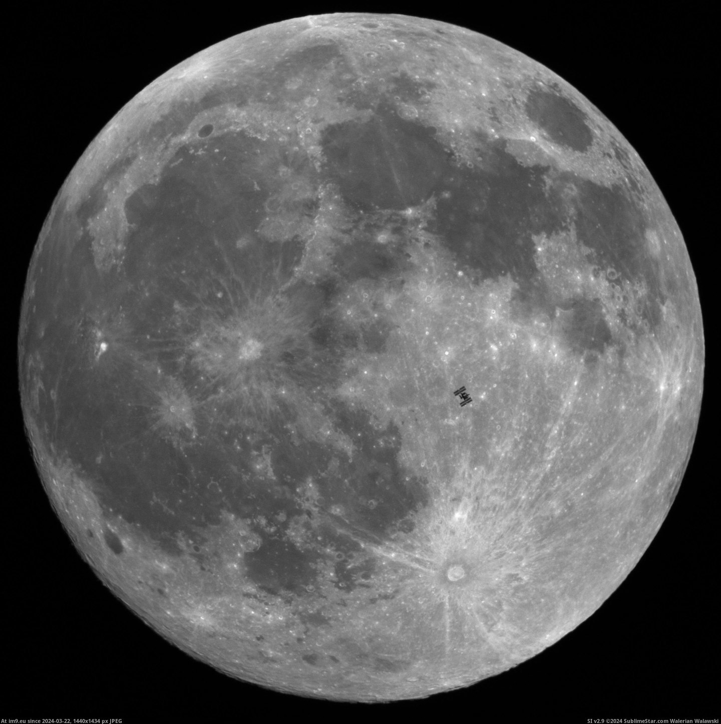 [Pics] The International Space Station in front of the full moon. (in My r/PICS favs)