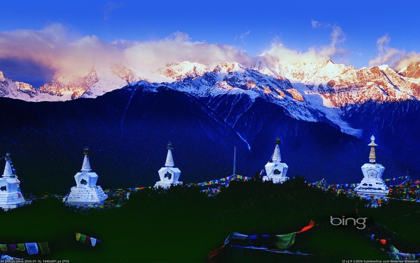 Stupas representing 13 peaks of Meili Snow Mountain, DiQing Tibetan Autonomous Prefecture, Yunnan Province, China (in Bing Photos November 2012)