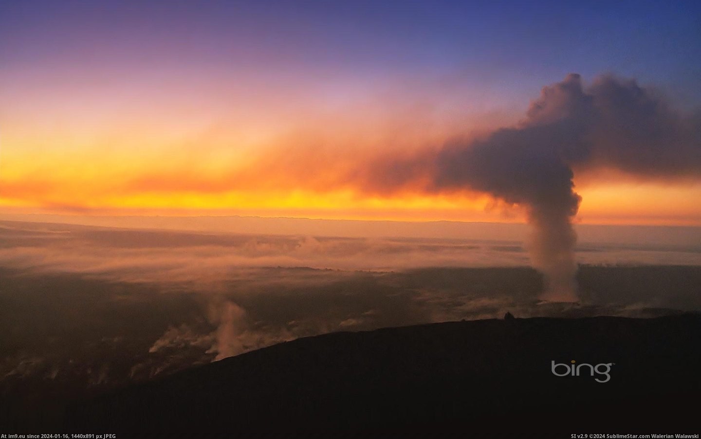 Sunset over Kilauea Volcano on the Big Island, Hawaii (in Bing Photos November 2012)