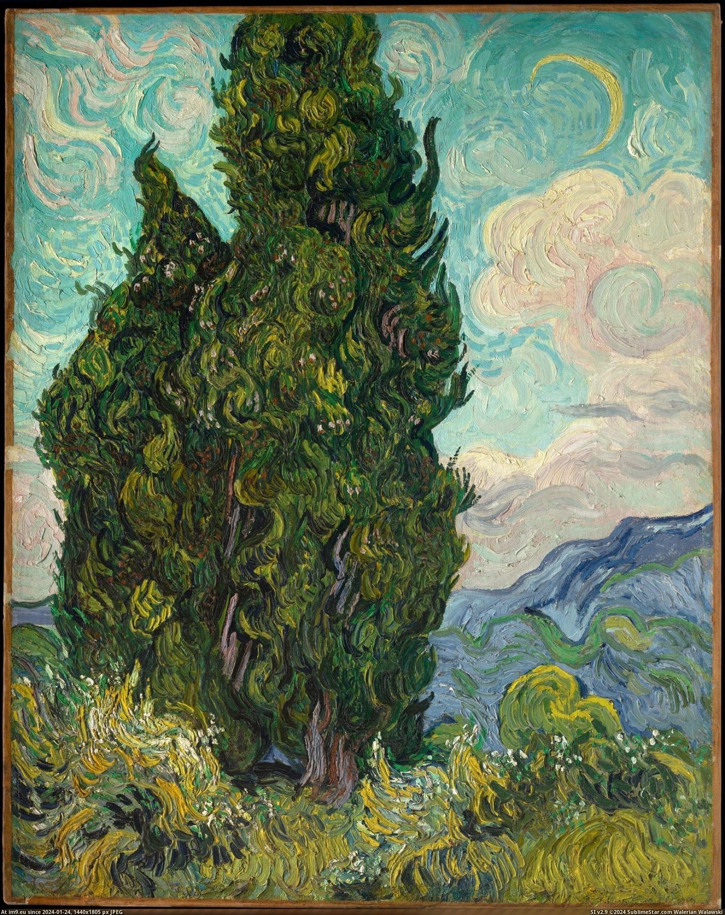 Vincent van Gogh - Cypresses (1889) (in Metropolitan Museum Of Art - European Paintings)