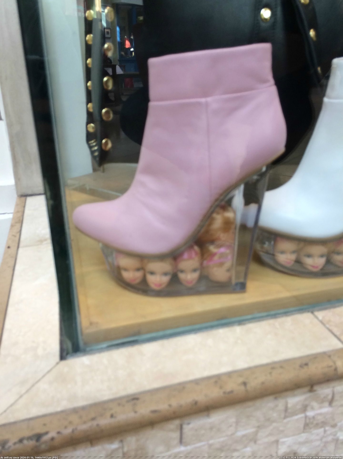 #Wtf #Local #Clever #Heads #Barbie #Mall #Shoe [Wtf] Couldn't even think of a clever title so here is a shoe with barbie heads in it seen at my local mall. Pic. (Изображение из альбом My r/WTF favs))