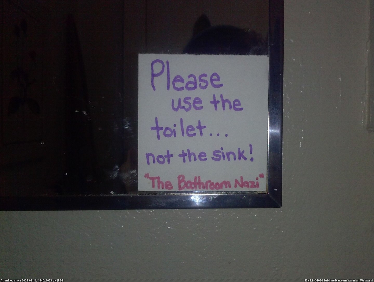 #Wtf #Pissing #She #Sink #Mothers #Roomate #Bathroom #Put #Note [Wtf] My mothers roomate keeps pissing in the bathroom sink. So she put this note up in the bathroom. Pic. (Bild von album My r/WTF favs))