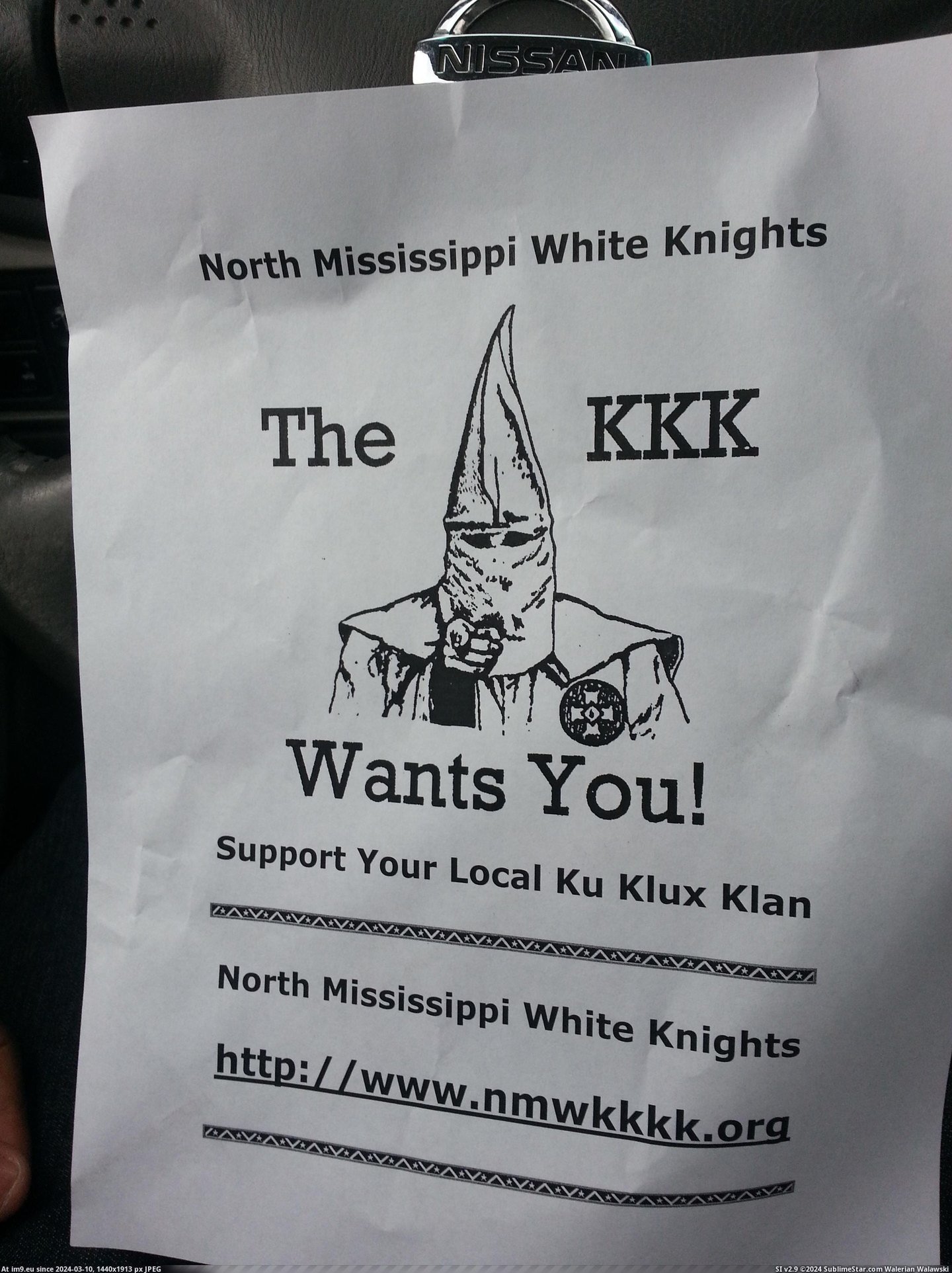 #Wtf #Windshield #Mississippi #Left [Wtf] Someone left this on my windshield today... I'm nowhere near Mississippi. Pic. (Image of album My r/WTF favs))