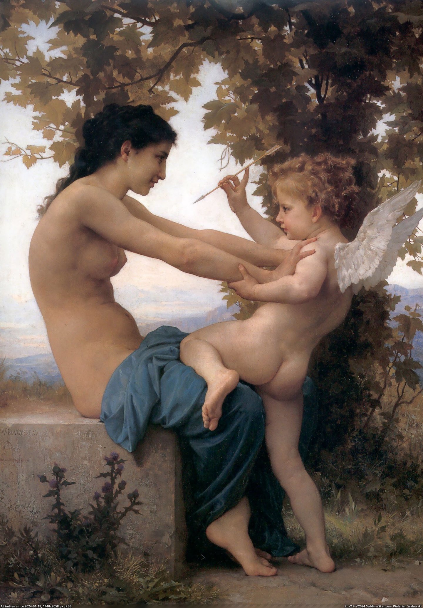(1880) Jeune Fille Se Defendant Contre Lamour - William Adolphe Bouguereau (in William Adolphe Bouguereau paintings (1825-1905))
