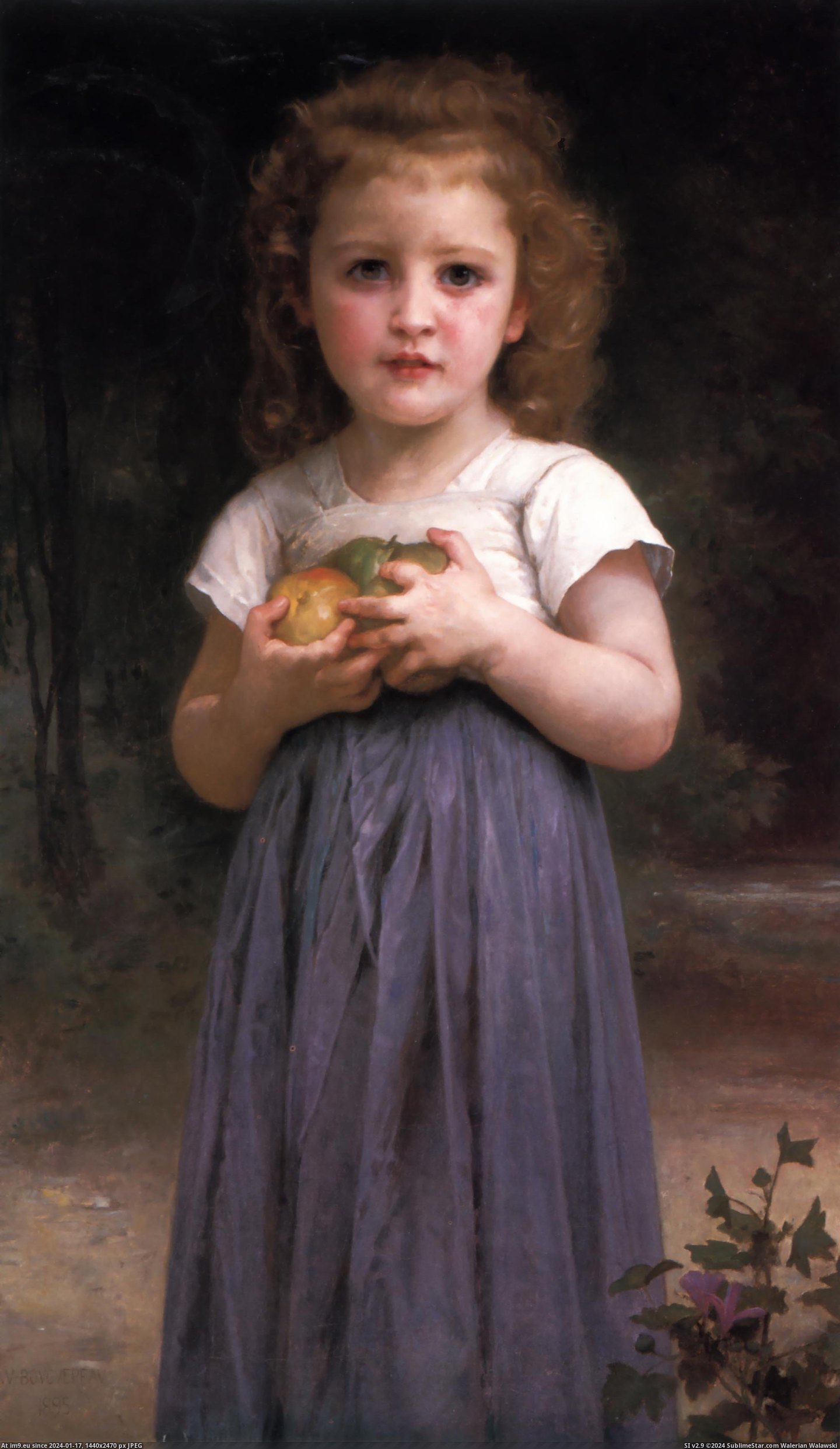 (1895) Petite Fille Tenant Des Pommes Dans Les Mains - William Adolphe Bouguereau (in William Adolphe Bouguereau paintings (1825-1905))