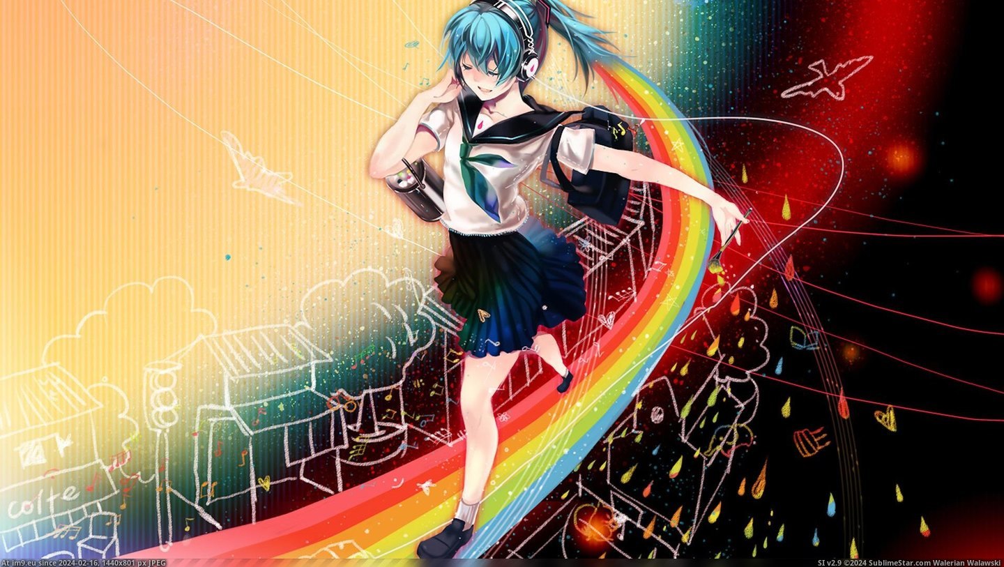 80156 Hatsune Miku Headphones Kaninn Rainbow Vocaloid Mx 1920X1080 - Anime Wallpaper (in Anime Wallpapers 1920x1080 (HD manga))