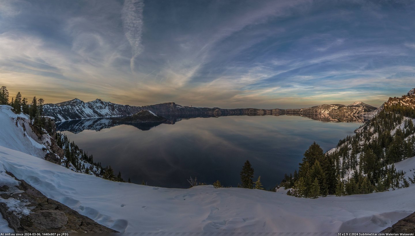 #Lake #Winter #Crater #Sunset [Earthporn] Crater Lake, OR - Winter Sunset  [5120x2880] Pic. (Image of album My r/EARTHPORN favs))