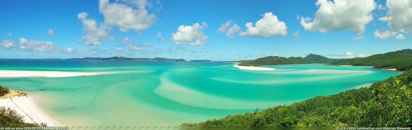 #Beach #Australia #Panoramic #Coolest #Whitehaven #Place #Spring [Earthporn] Panoramic I took of Whitehaven Beach, Australia last spring. Coolest place I have ever been to. [6465x2000] [OC] Pic. (Изображение из альбом My r/EARTHPORN favs))
