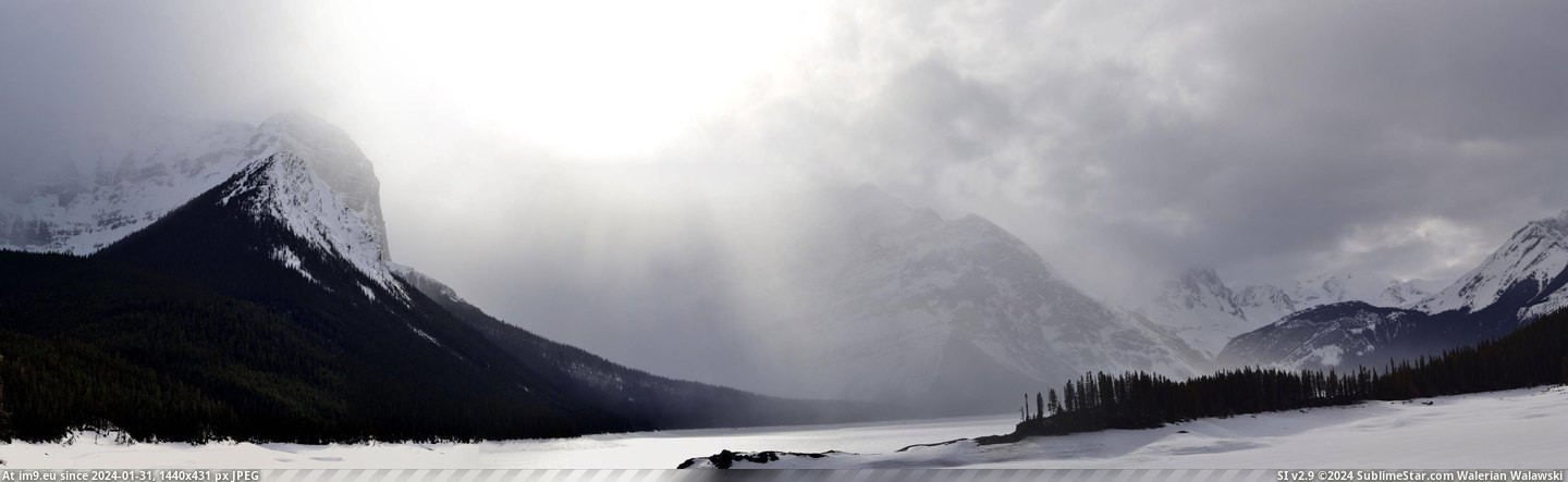 #Lake #Snowstorm #Kannaskis #Alberta [Earthporn] Snowstorm Across the Lake [Kannaskis, Alberta] [3686x1116] [OC] Pic. (Image of album My r/EARTHPORN favs))