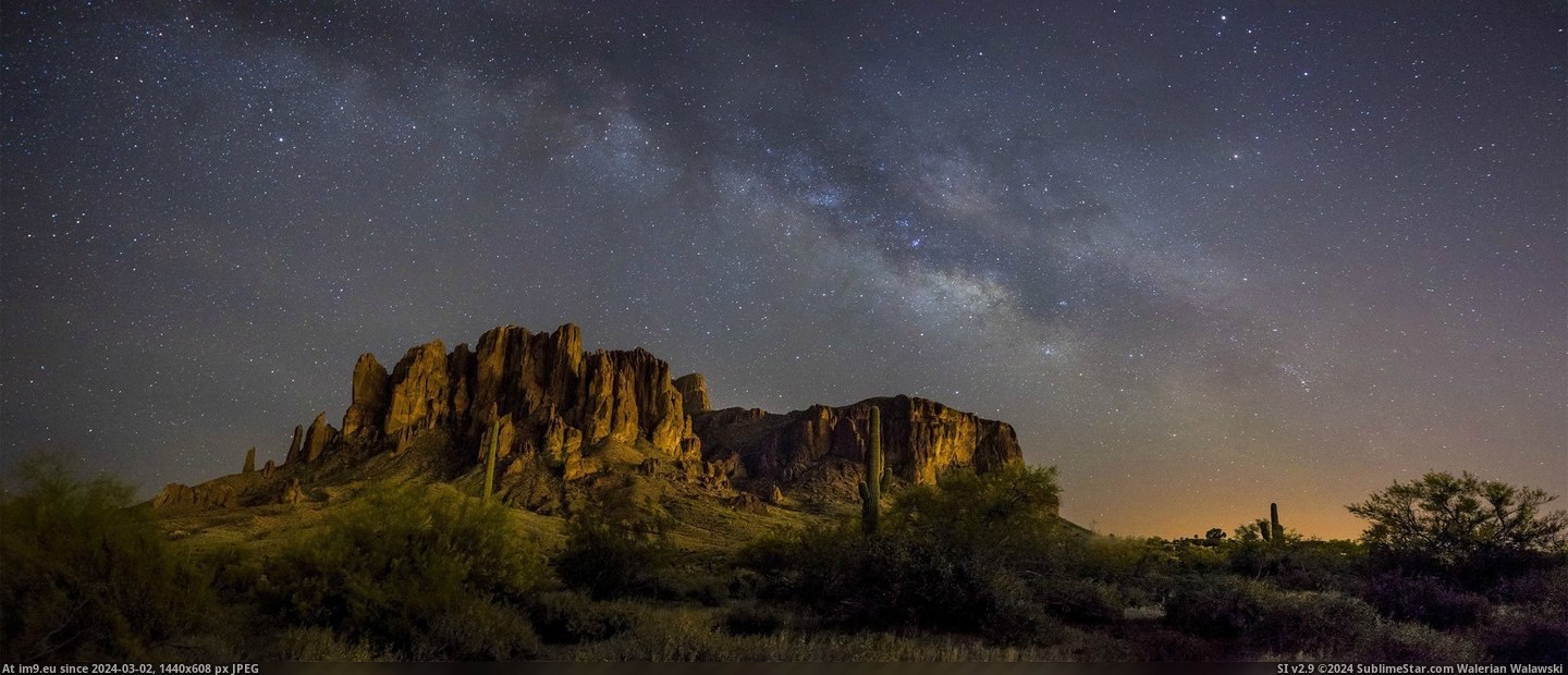 #Night #Arizona #Mountains [Earthporn] The Superstition Mountains, Arizona. 2:00am last night. [3000x1278] Pic. (Image of album My r/EARTHPORN favs))