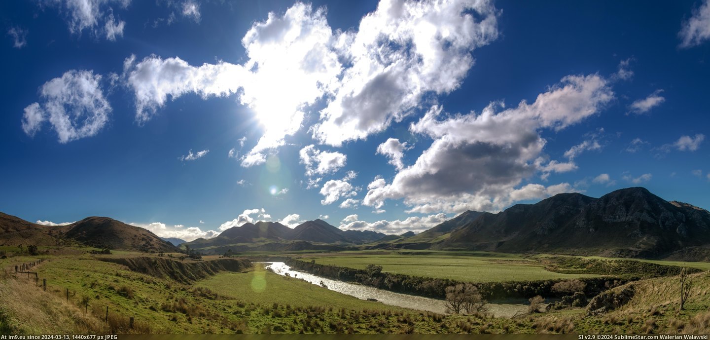 #River #Point #Zealand #Cutting #Waiau #Hills #Mouse #Canterbury [Earthporn] Waiau River cutting through the hills near Mouse Point, Canterbury, New Zealand [OC] [7000 x 3305] Pic. (Изображение из альбом My r/EARTHPORN favs))