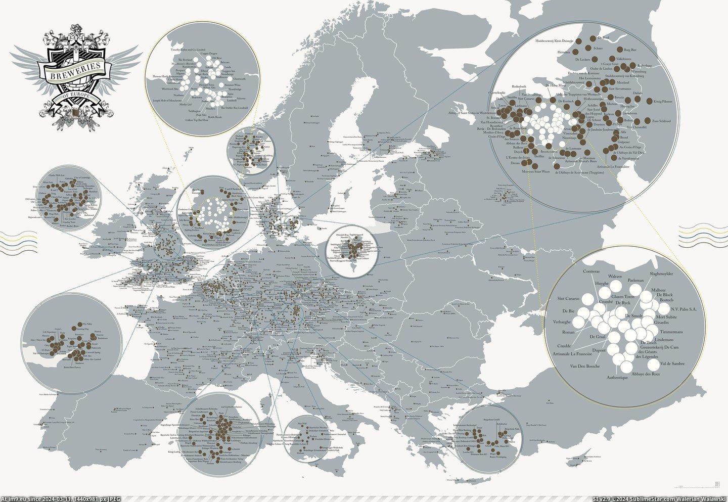 #Europe  #Breweries [Mapporn] All The Breweries of Europe [4200x2872] Pic. (Bild von album My r/MAPS favs))