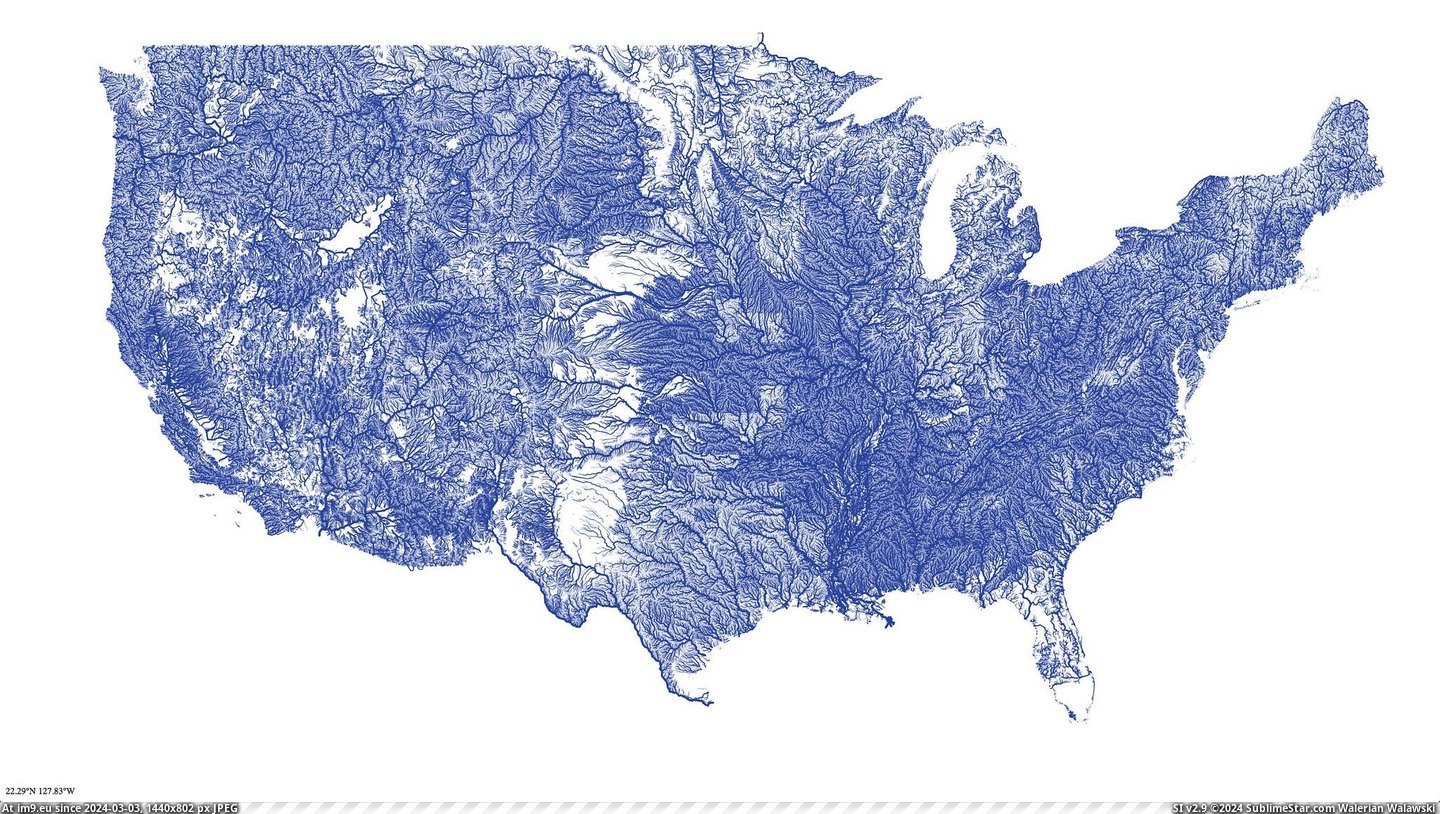 #States #Rivers #2048x1152 #United [Mapporn] ALL the rivers in the United States [2048x1152] Pic. (Obraz z album My r/MAPS favs))