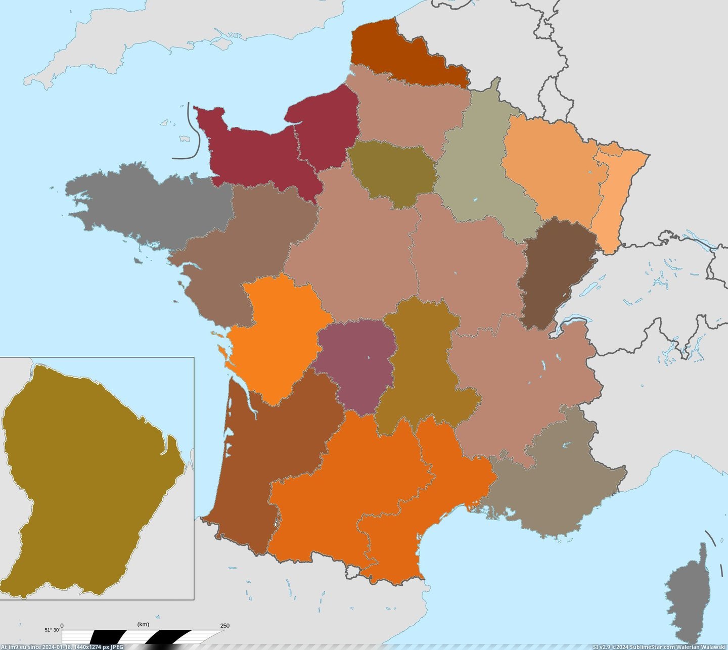 #French #Color #Province #Average #Flag [Mapporn] Average color of each french province's flag [2184x1944] Pic. (Изображение из альбом My r/MAPS favs))
