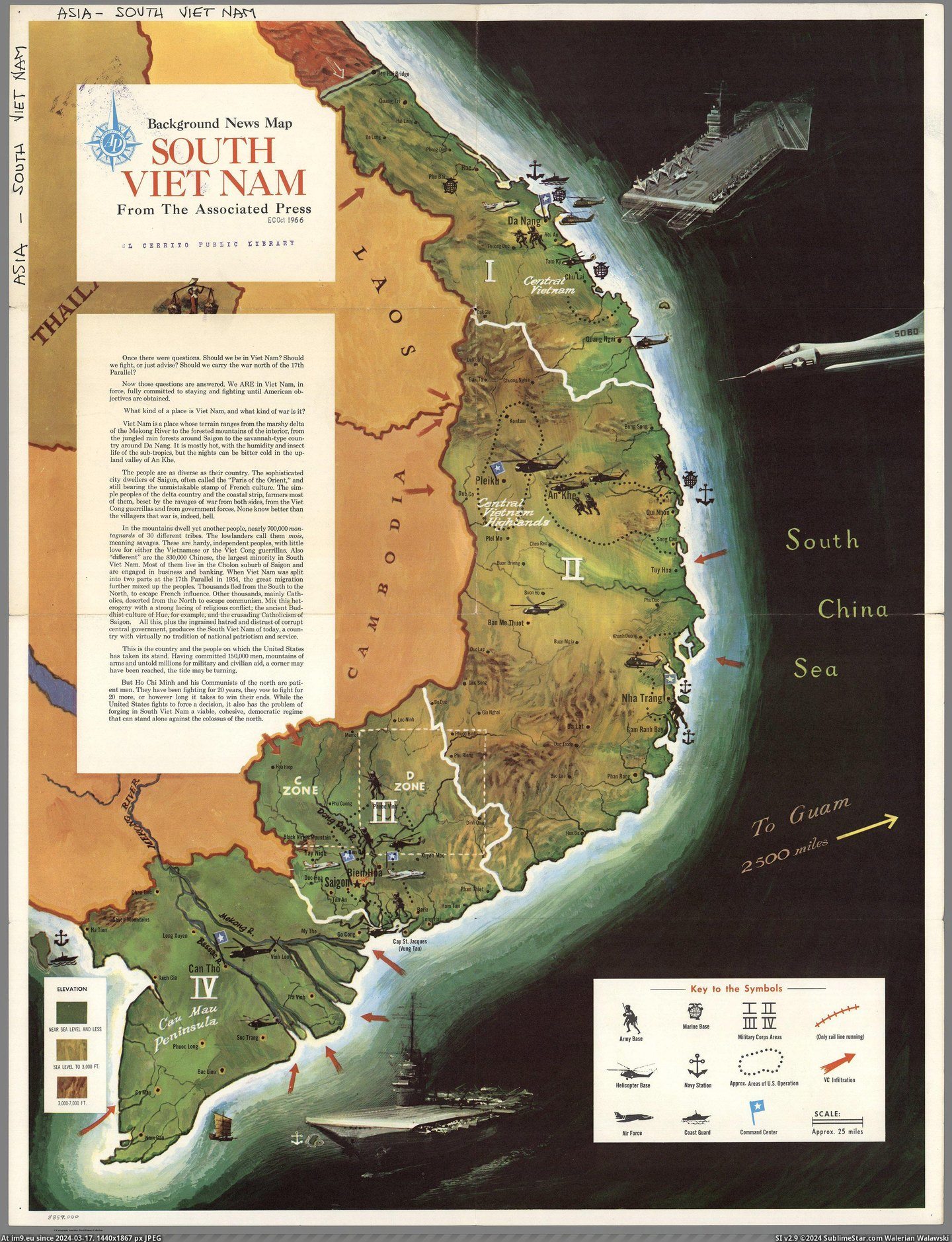 #Map #South #Vietnam #News #Press [Mapporn] Background News Map South Vietnam From The Associated Press (1966) [2755x3583] Pic. (Obraz z album My r/MAPS favs))