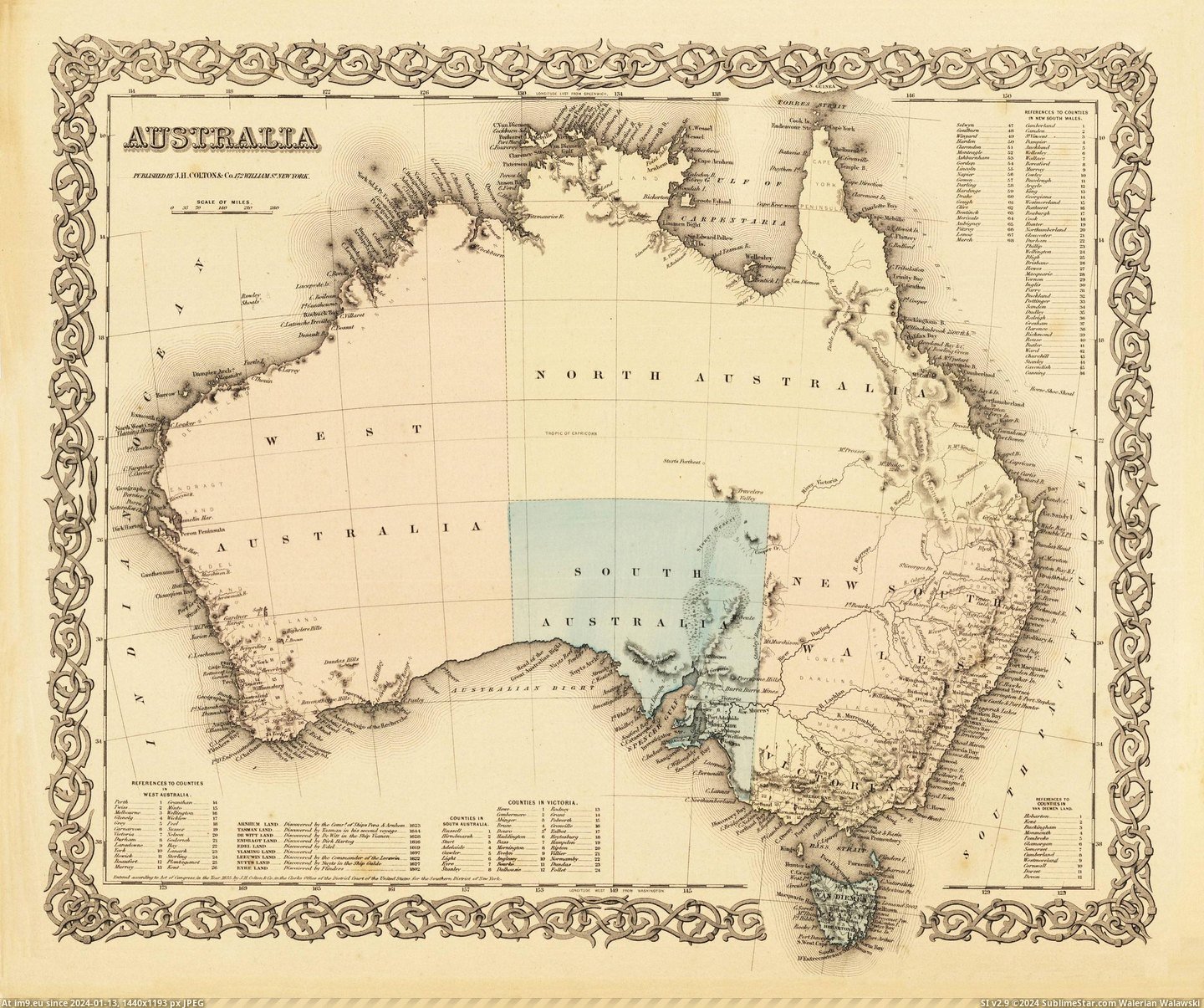 #Beautiful #Map #1850s #Australia #Mid [Mapporn] Beautiful map of Australia from the mid-1850s [2,400 x 2,000] Pic. (Obraz z album My r/MAPS favs))