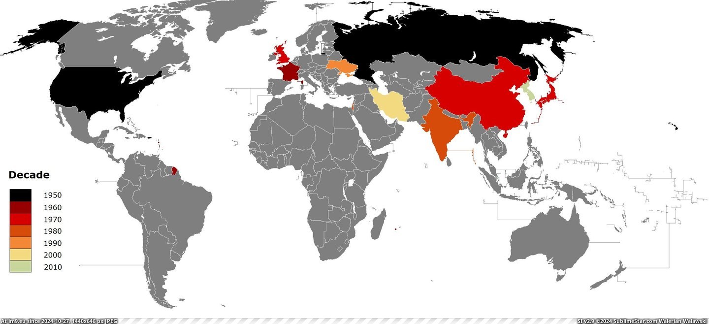  #Countries  [Mapporn] Countries having self-lauched satellites. [2638x1196] Pic. (Image of album My r/MAPS favs))