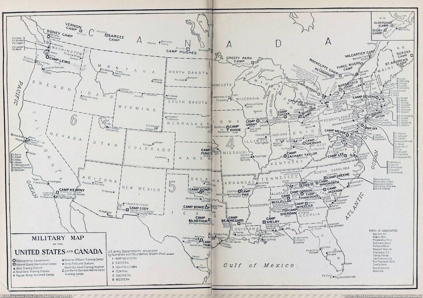 #Map #Canada #Wwi #Military #Detailed [Mapporn] Detailed Military Map Of The US & Canada During WWI [2076x1456] Pic. (Image of album My r/MAPS favs))