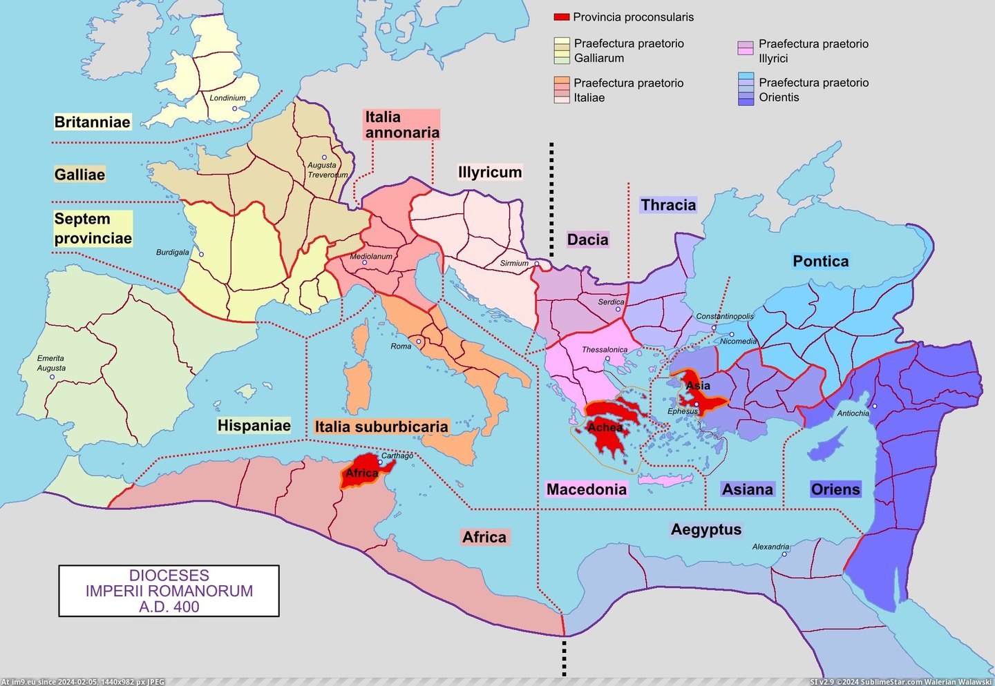#Empire  #Roman [Mapporn] Dioceses of the Roman Empire in 400 AD [2042x1404] Pic. (Obraz z album My r/MAPS favs))