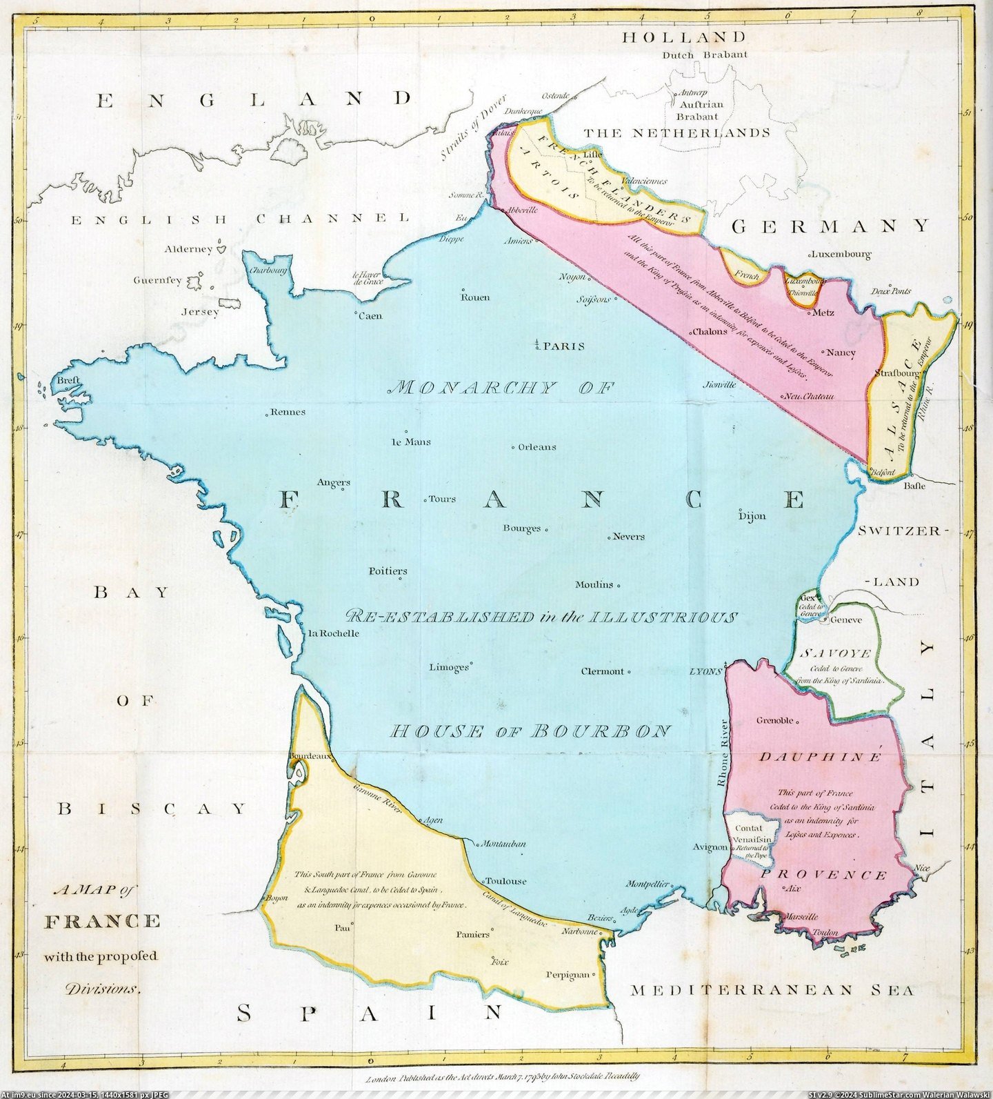 #France #Divisions #Proposed [Mapporn] Divisions of France Proposed by William Playfair in 1793 [2549x2811] Pic. (Image of album My r/MAPS favs))