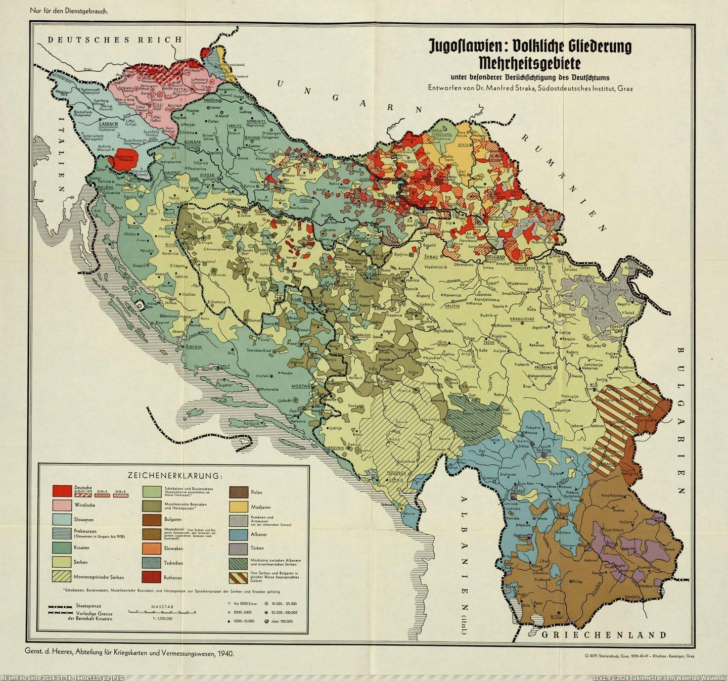 #Map #Germany #Yugoslavia #Nazi #Ethnic [Mapporn] Ethnic map of Yugoslavia made by Nazi Germany in 1940 [6712x6256] Pic. (Bild von album My r/MAPS favs))