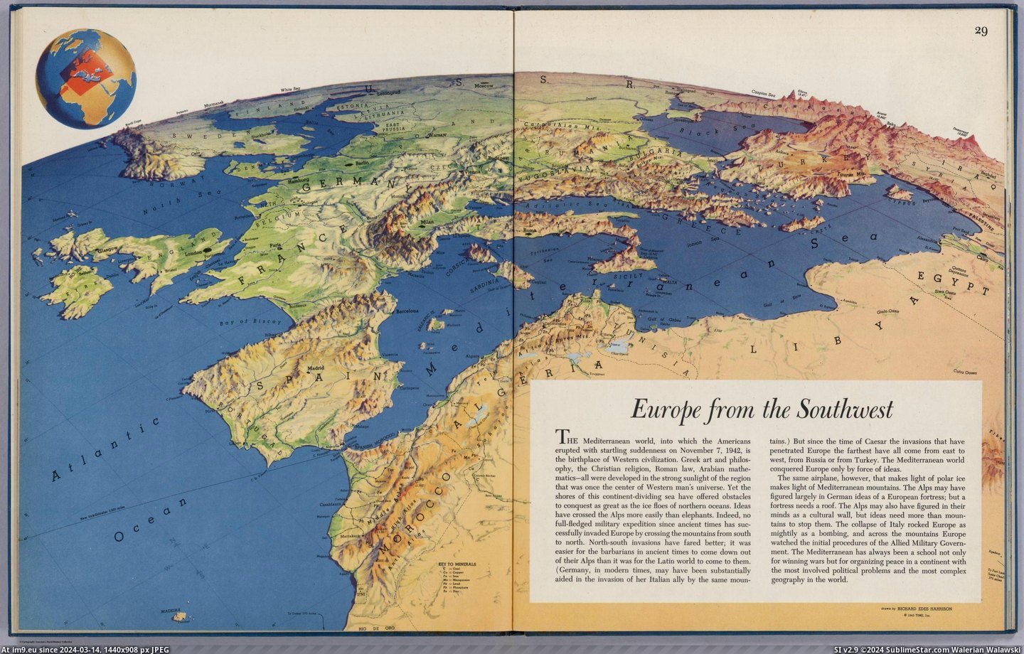 #Europe  #Southwest [Mapporn] Europe from the Southwest [2748 x 1744] Pic. (Bild von album My r/MAPS favs))