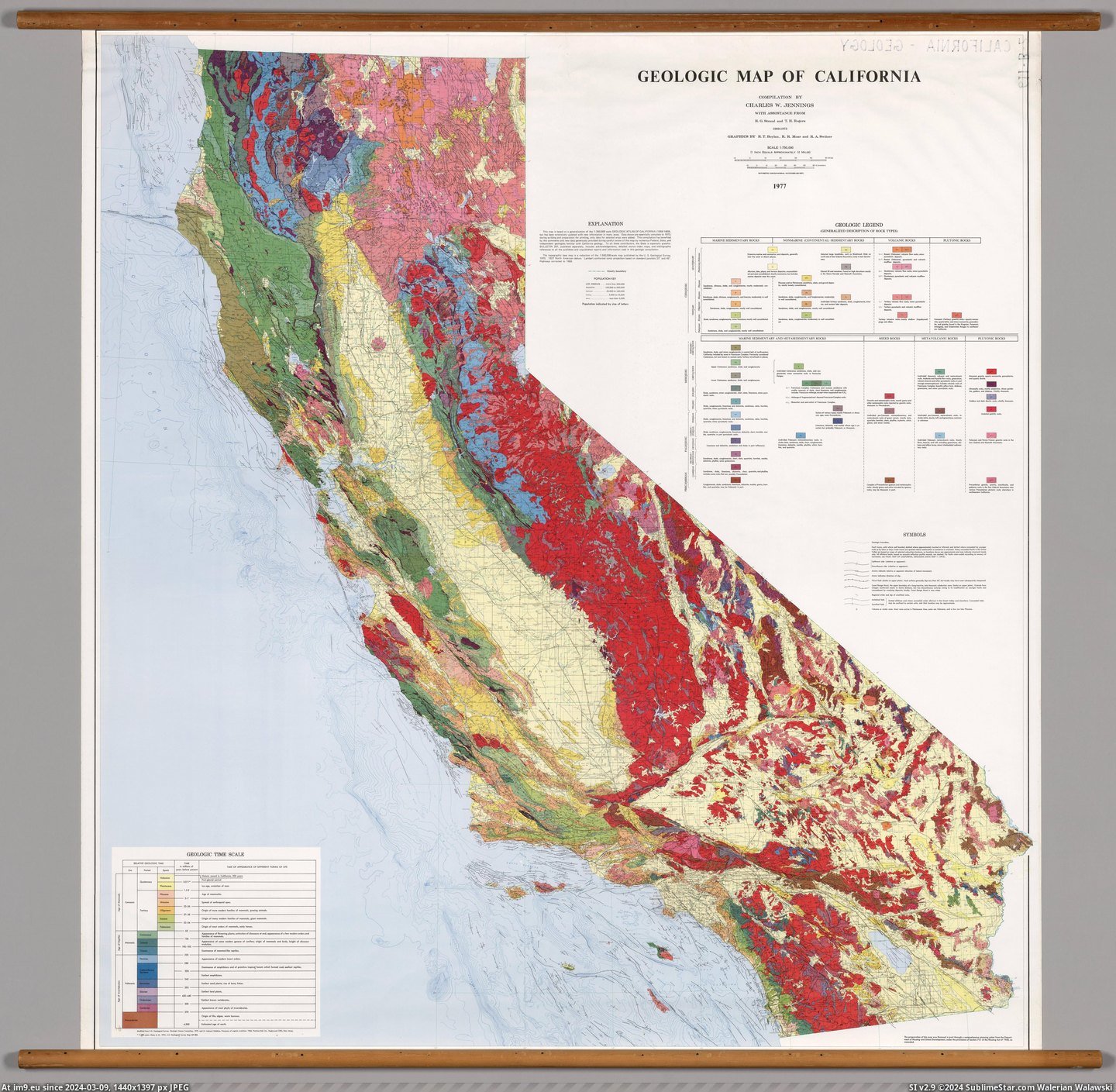 #Map #California #Geological #Charles #Jennings [Mapporn] Geological Map of California, made in 1977 by Charles Jennings [5603x5447] Pic. (Image of album My r/MAPS favs))
