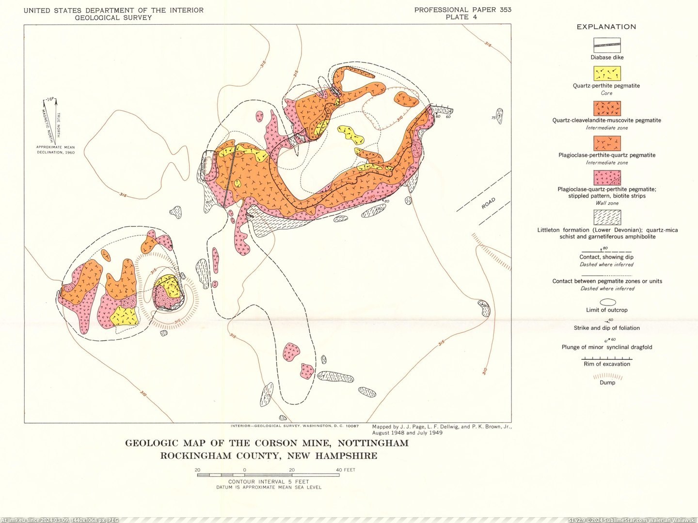 #Map #Hampshire #Geological #County [Mapporn] Geological Map of the Corson Mine, Nottingham Rockingham County, New Hampshire - [4419x3289] Pic. (Image of album My r/MAPS favs))