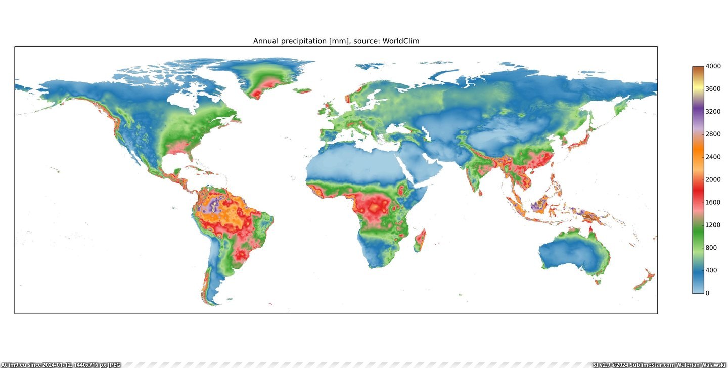 #Global #Precipitation #Annual [Mapporn] Global Annual Precipitation [4800x2400] Pic. (Image of album My r/MAPS favs))