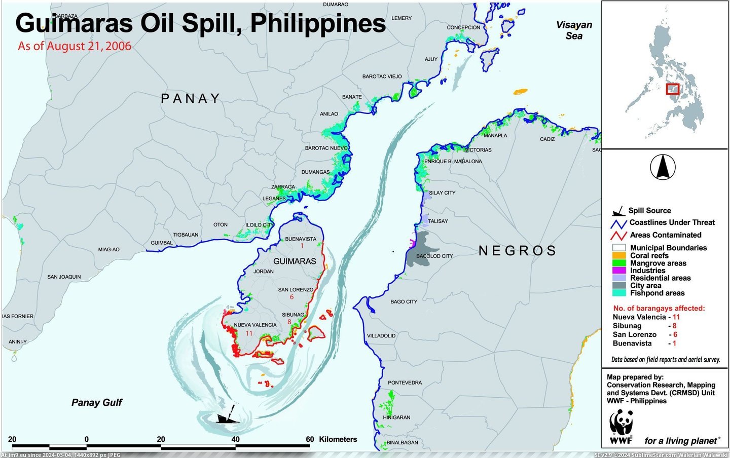 #Oil #Spill #Philippines [Mapporn] Guimaras Oil Spill, Philippines [2497x1558] Pic. (Image of album My r/MAPS favs))
