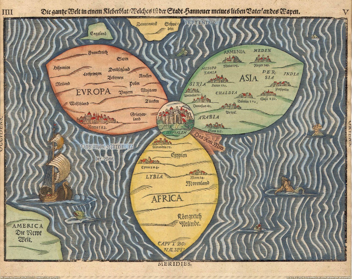 #Map #Leaf #Nting #Clover #Heinrich [Mapporn] Heinrich Bünting, Clover leaf map (1581) [4441x3496] Pic. (Image of album My r/MAPS favs))