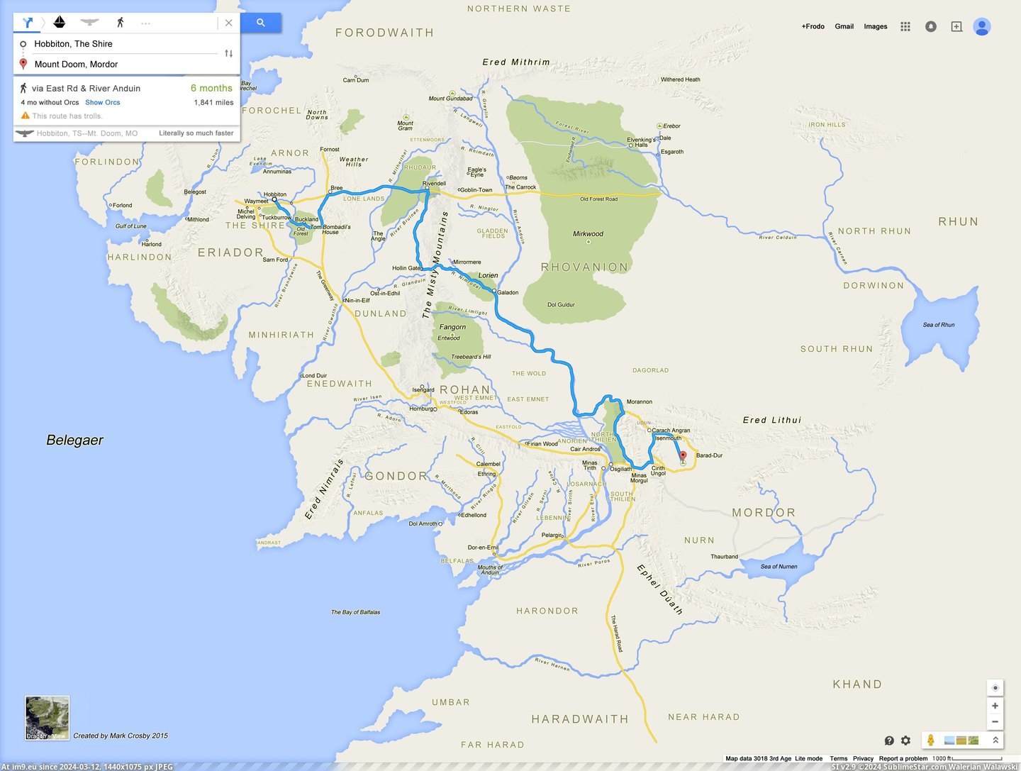 #Google  #Maps [Mapporn] If Frodo had Google Maps  [3600x2700] Pic. (Bild von album My r/MAPS favs))