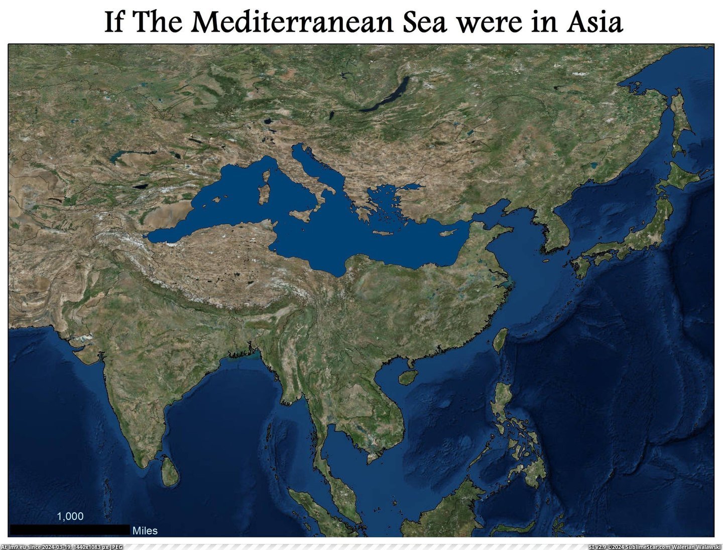 #Sea #Mediterranean #Asia [Mapporn] If the Mediterranean Sea were in Asia [3014x2279] Pic. (Image of album My r/MAPS favs))