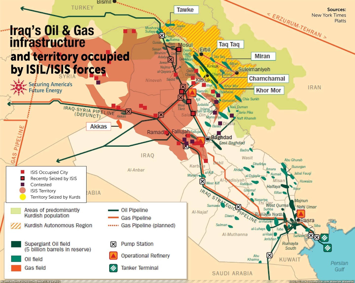 #Oil #Gas #Iraq #Occupied #Territory #Isis [Mapporn] Iraq's Oil & Gas İnfrastructure and Territory Occupied by ISIS [4400x3483] Pic. (Image of album My r/MAPS favs))