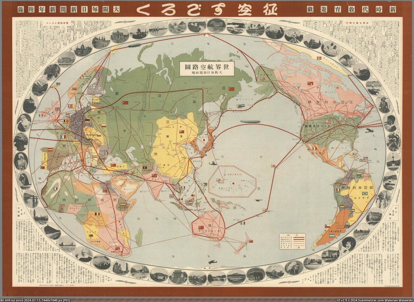 #Japanese #Game #Board #Skies #Conquering #World #Map [Mapporn] Japanese World Map from the Board Game 'Conquering the Skies'. Made in 1930 [5291x3834] Pic. (Image of album My r/MAPS favs))