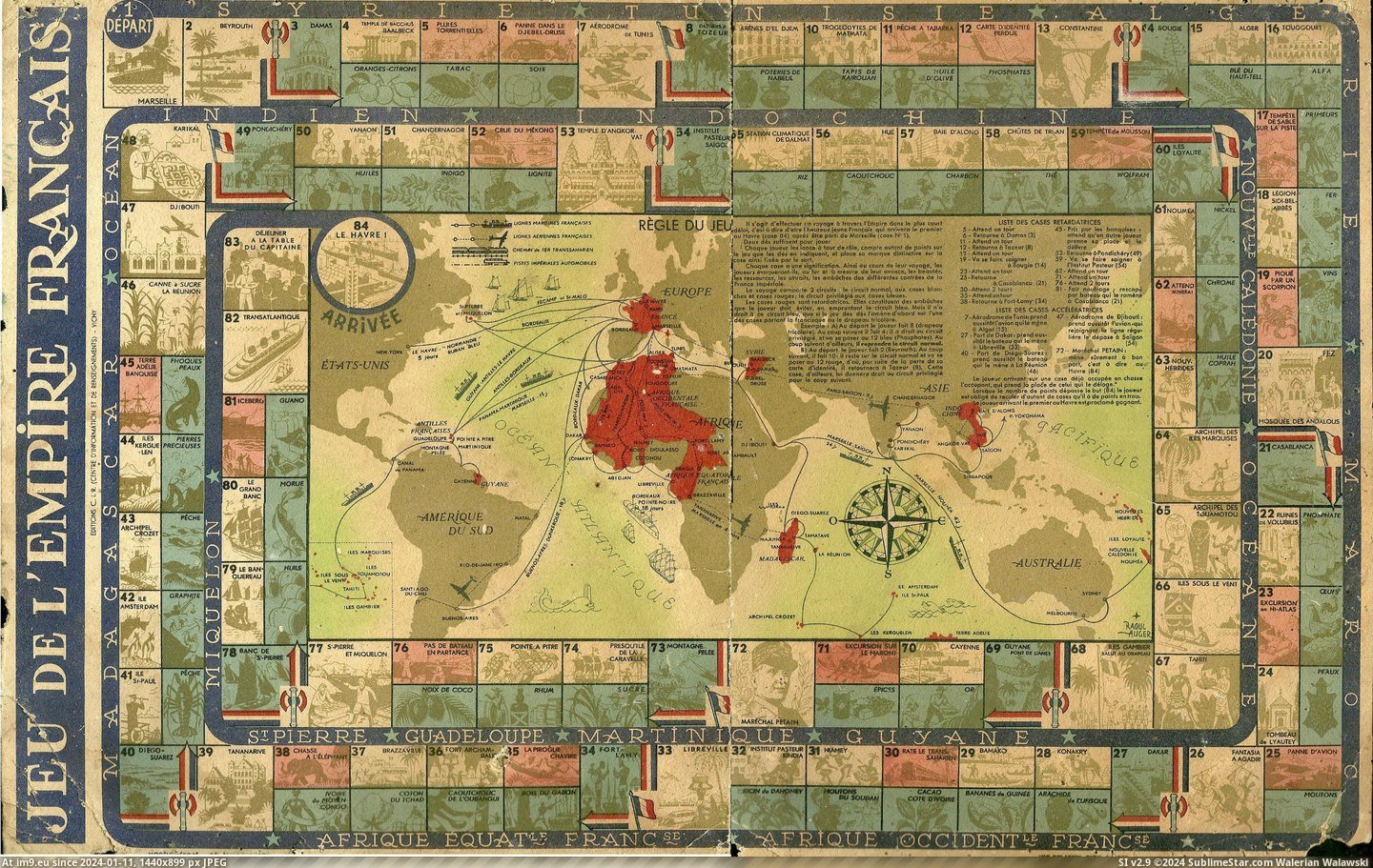 #Game #French #Jeu #Empire #Fran [Mapporn] Jeu de L’empire Français (Game of the French Empire) ca. 1940. [2949x1853] Pic. (Obraz z album My r/MAPS favs))