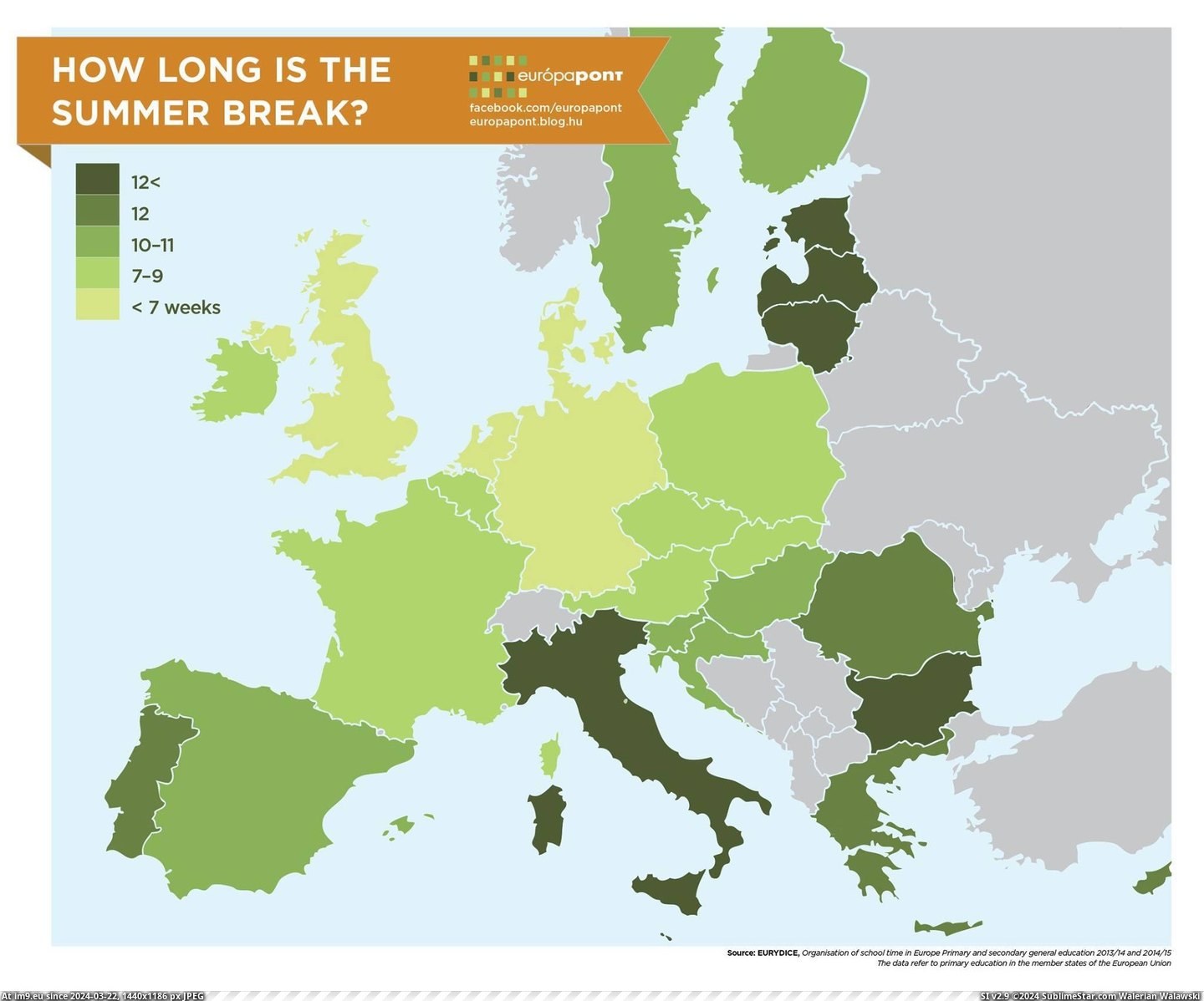 #Europe #Break #Length #Summer [Mapporn] Length of summer break in Europe (europe) [2048x1699] Pic. (Изображение из альбом My r/MAPS favs))