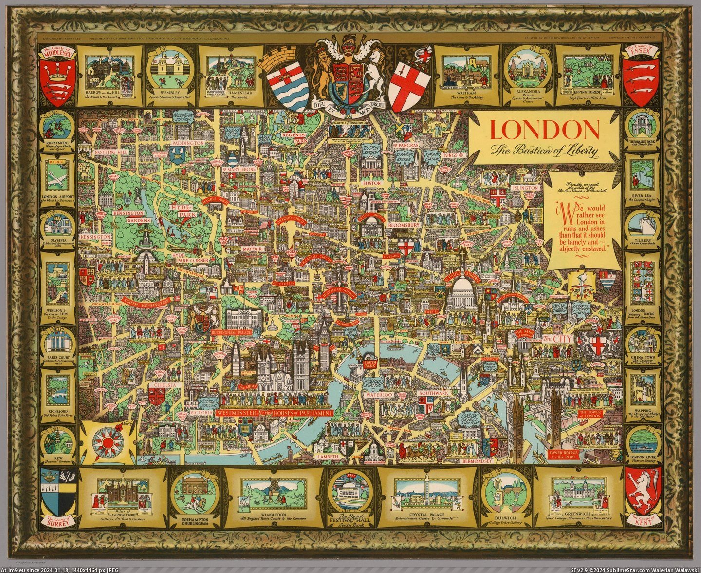 #London #Lee #Bastion #Kerry #Liberty [Mapporn] London the Bastion of Liberty, made by Kerry Lee (1947)[3686x2991] (London) Pic. (Image of album My r/MAPS favs))