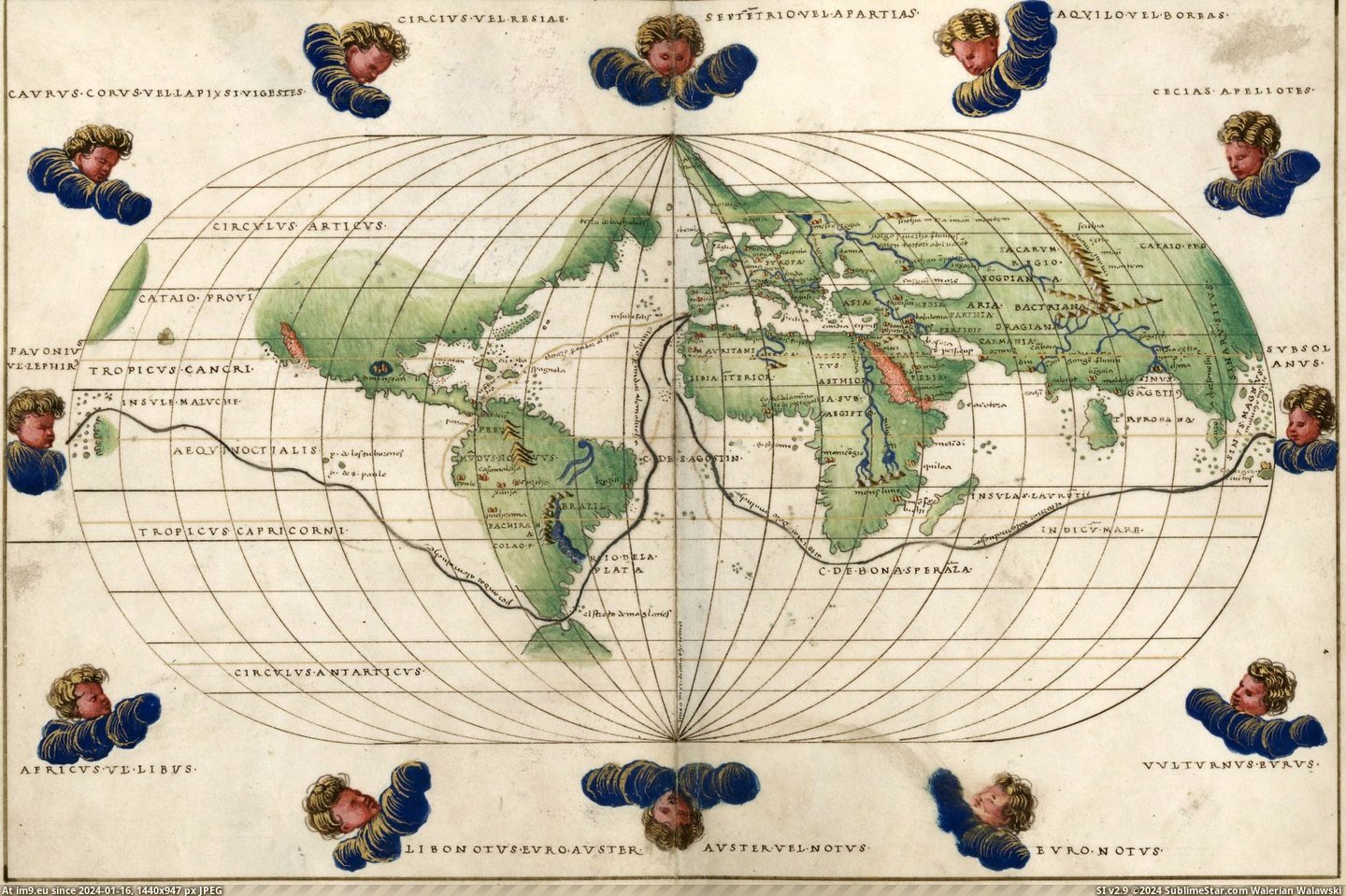 #Old #Earth #Atlas #Map [Mapporn] Magellan's Circumnavigation of the Earth, from the Portolan Atlas by Battista Agnese, c. 1544. [2235x1482] Pic. (Obraz z album My r/MAPS favs))