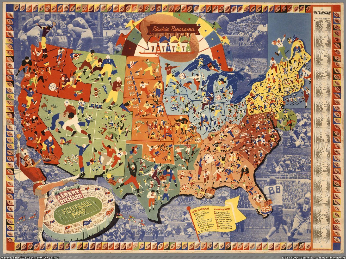 #Map #American #College #Displaying #Cheeseman #Football #Professional #Teams [Mapporn] Map of American Football in 1938, displaying college and professional teams. Made by E.E. Cheeseman [5246x3899] Pic. (Image of album My r/MAPS favs))