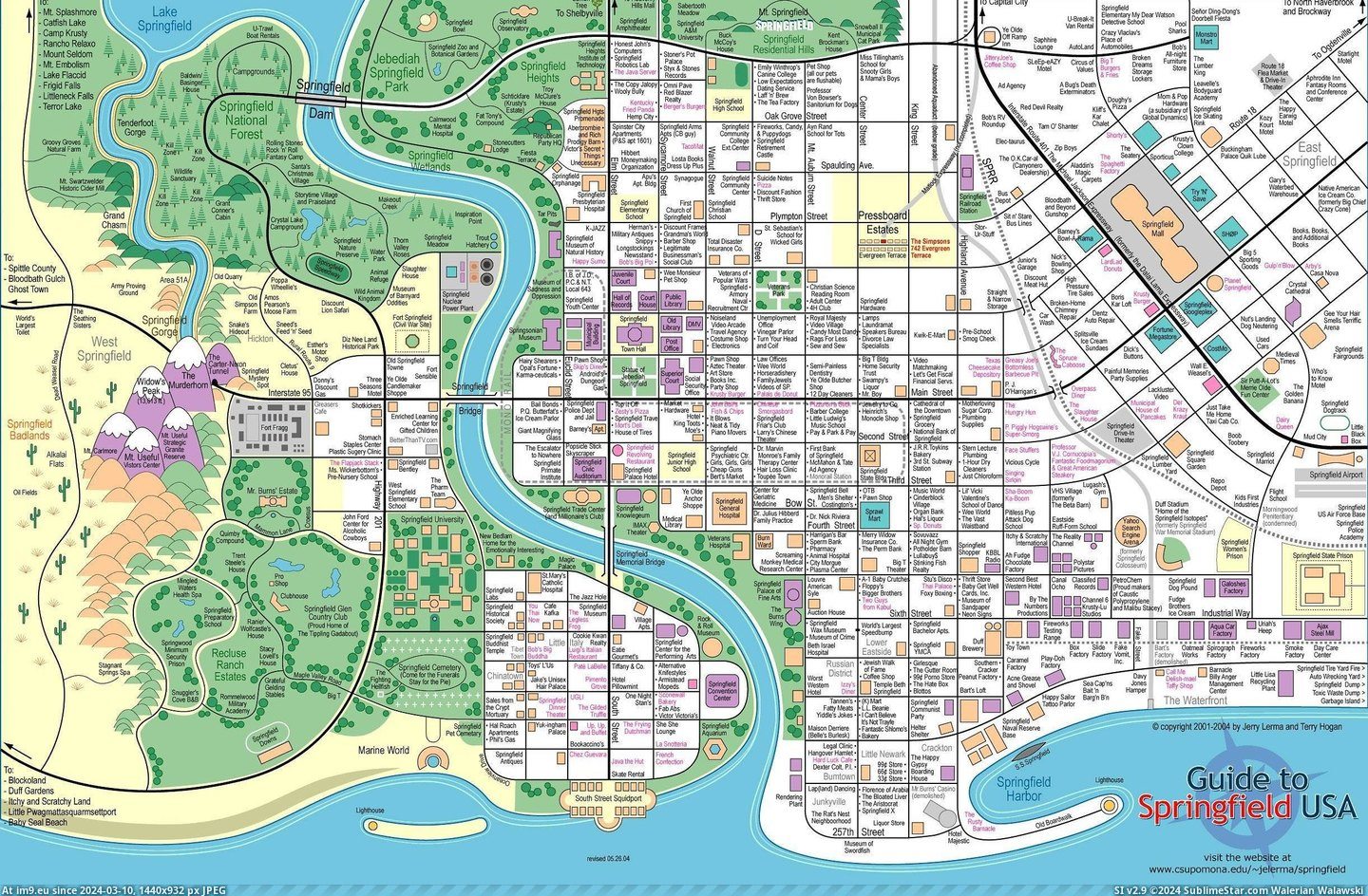#Map #Springfield #Simpsons [Mapporn] Map of Springfield, the Simpsons [2443x1594] Pic. (Obraz z album My r/MAPS favs))