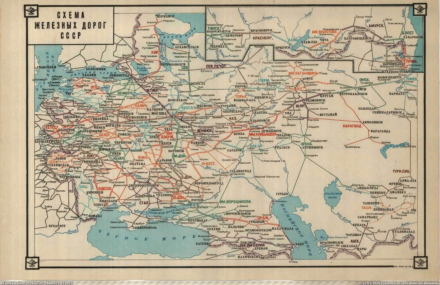 #Album #Military #Atlas #Railroad #Network [Mapporn] military atlas of the USSR railroad and waterway network in 1943 (album in comments) [5269x3375] Pic. (Obraz z album My r/MAPS favs))