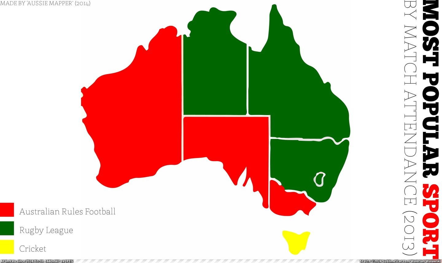 #State #Popular #Sports #Australia [Mapporn] Most Popular Sports In Australia By State [3963x2342][OC] Pic. (Image of album My r/MAPS favs))